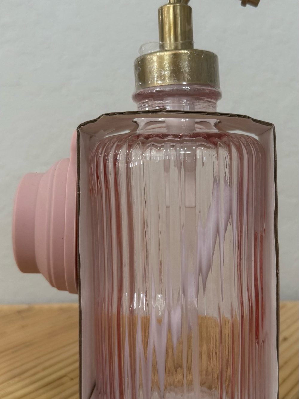 CWC Cook with Color Light Pink Ribbed Glass Syrup Dispenser Collapsible Funnel - Picture 2 of 7